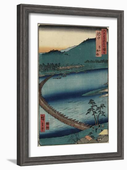 Boat Bridge at Toyama, Etchu_ Province, September 1853-Utagawa Hiroshige-Framed Giclee Print