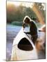 Boat Builder Working on a Stich and Glue Kayak, Washington State, USA-Aaron McCoy-Mounted Photographic Print