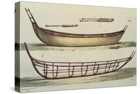 Boat Building Techniques for Rowing Boats on the Aleutian Islands from a New Voyage Round the World-Vincenzo Cabianca-Stretched Canvas