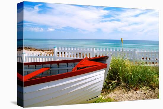 Boat by the Beach-Gail Peck-Stretched Canvas
