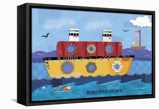 Boat Collage-Holli Conger-Framed Stretched Canvas