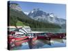 Boat Dock and Canoes for Rent on Emerald Lake, Yoho National Park,British Columbia-Howard Newcomb-Stretched Canvas