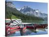 Boat Dock and Canoes for Rent on Emerald Lake, Yoho National Park,British Columbia-Howard Newcomb-Stretched Canvas