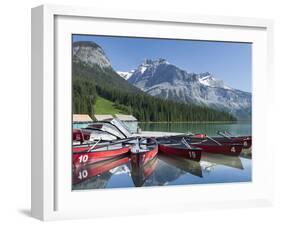 Boat Dock and Canoes for Rent on Emerald Lake, Yoho National Park,British Columbia-Howard Newcomb-Framed Photographic Print