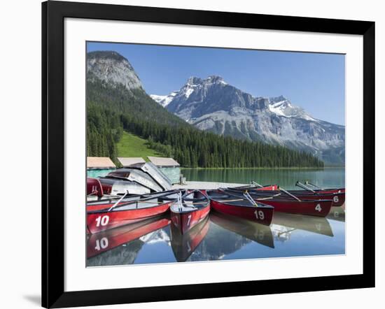 Boat Dock and Canoes for Rent on Emerald Lake, Yoho National Park,British Columbia-Howard Newcomb-Framed Photographic Print