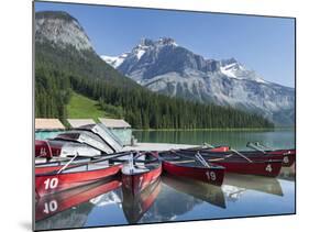 Boat Dock and Canoes for Rent on Emerald Lake, Yoho National Park,British Columbia-Howard Newcomb-Mounted Photographic Print