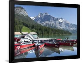 Boat Dock and Canoes for Rent on Emerald Lake, Yoho National Park,British Columbia-Howard Newcomb-Framed Photographic Print