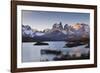 Boat Dock and Paine Mountains at Sunset, Torres Del Paine National Park, Patagonia-Eleanor Scriven-Framed Photographic Print