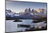 Boat Dock and Paine Mountains at Sunset, Torres Del Paine National Park, Patagonia-Eleanor Scriven-Mounted Photographic Print