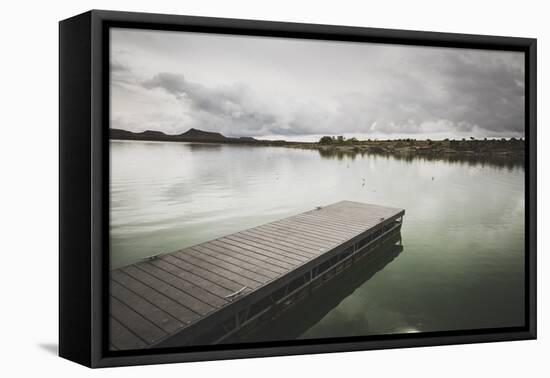 Boat Dock At Millsite Reservoir, Millsite State Park, Utah-Louis Arevalo-Framed Stretched Canvas