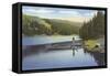 Boat Dock on Lake in Northwest-null-Framed Stretched Canvas