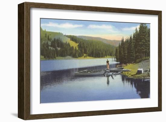 Boat Dock on Lake in Northwest-null-Framed Art Print