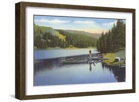 Boat Dock on Lake in Northwest-null-Framed Art Print