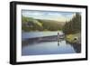 Boat Dock on Lake in Northwest-null-Framed Art Print