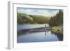 Boat Dock on Lake in Northwest-null-Framed Art Print