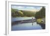 Boat Dock on Lake in Northwest-null-Framed Art Print