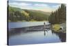 Boat Dock on Lake in Northwest-null-Stretched Canvas