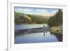 Boat Dock on Lake in Northwest-null-Framed Premium Giclee Print