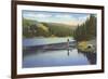Boat Dock on Lake in Northwest-null-Framed Premium Giclee Print