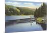 Boat Dock on Lake in Northwest-null-Mounted Premium Giclee Print