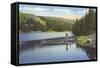 Boat Dock on Lake in Northwest-null-Framed Stretched Canvas