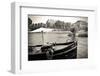 Boat Docked Along the Seine River, Paris, France-Russ Bishop-Framed Photographic Print
