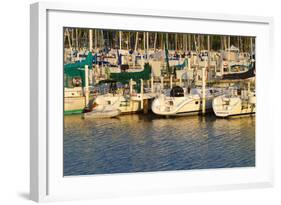 Boat docks and boats at Indiana Dunes, Indiana, USA-Anna Miller-Framed Photographic Print