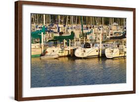 Boat docks and boats at Indiana Dunes, Indiana, USA-Anna Miller-Framed Photographic Print