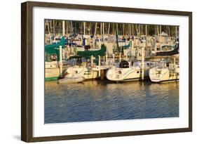 Boat docks and boats at Indiana Dunes, Indiana, USA-Anna Miller-Framed Photographic Print