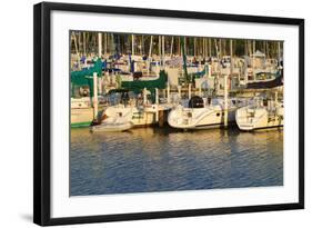 Boat docks and boats at Indiana Dunes, Indiana, USA-Anna Miller-Framed Photographic Print