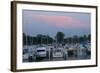 Boat docks at sunset, Indiana Dunes, Indiana, USA-Anna Miller-Framed Photographic Print