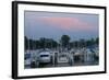 Boat docks at sunset, Indiana Dunes, Indiana, USA-Anna Miller-Framed Photographic Print
