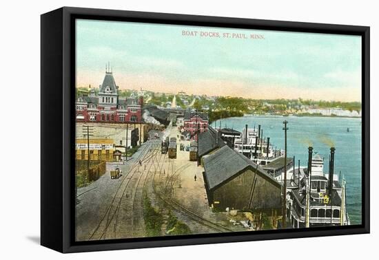 Boat Docks, St. Paul, Minnesota-null-Framed Stretched Canvas