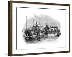 Boat Drawn over a Sluice or Lock on a Canal, 1847-Giles-Framed Giclee Print