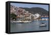 Boat Entering Harbour, Skopelos, Sporades, Greek Islands, Greece, Europe-Rolf Richardson-Framed Stretched Canvas