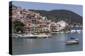 Boat Entering Harbour, Skopelos, Sporades, Greek Islands, Greece, Europe-Rolf Richardson-Stretched Canvas