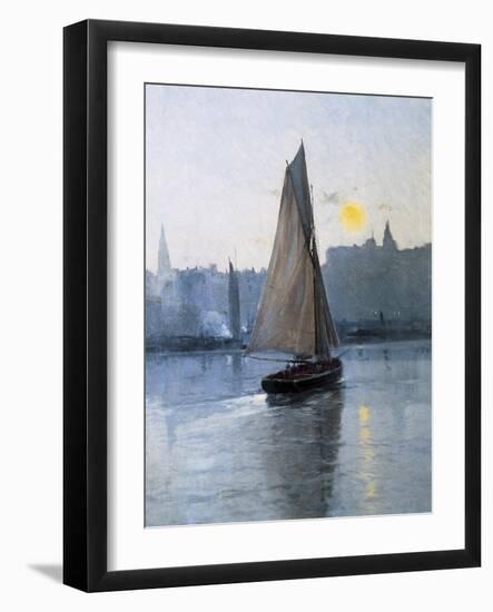 Boat Entering the Harbour-Eliseu Meifren y Roig-Framed Art Print