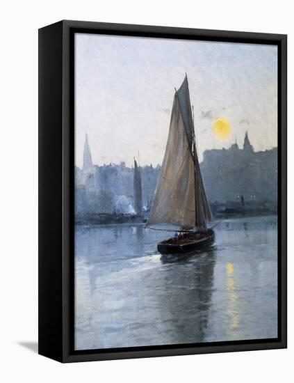 Boat Entering the Harbour-Eliseu Meifren y Roig-Framed Stretched Canvas