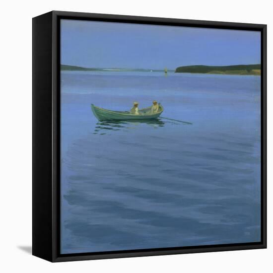 Boat Excursion on an Idyllic Lake-Harald Slott-Möller-Framed Stretched Canvas