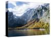 Boat excursion on lake Koenigssee, Berchtesgaden NP, Bavaria, Germany.-Martin Zwick-Stretched Canvas