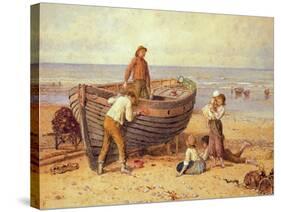 Boat, Figures and Sea-Myles Birket Foster-Stretched Canvas