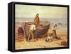 Boat, Figures and Sea-Myles Birket Foster-Framed Stretched Canvas
