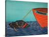 Boat Frienship Black-Stephen Huneck-Stretched Canvas