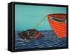 Boat Frienship Black-Stephen Huneck-Framed Stretched Canvas