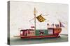 Boat from Eastern Seas of China, Painted on Silk by Unknown Artist, 19th Century-null-Stretched Canvas