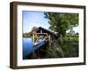 Boat Garage in the Schwaigfurt Pond Bad Schussenried, Baden-WŸrttemberg, Germany-Markus Leser-Framed Photographic Print