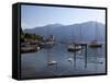 Boat Harbour and Lake, Bellagio, Lake Como, Lombardy, Italian Lakes, Italy, Europe-Frank Fell-Framed Stretched Canvas