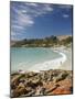 Boat Harbour Beach and Orange Lichen on Rocks, North Western Tasmania, Australia-David Wall-Mounted Photographic Print