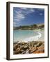 Boat Harbour Beach and Orange Lichen on Rocks, North Western Tasmania, Australia-David Wall-Framed Photographic Print