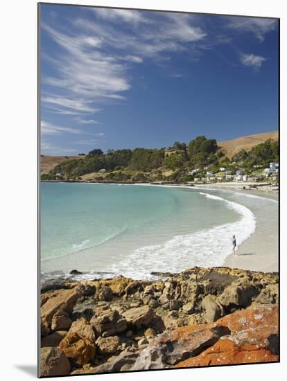 Boat Harbour Beach and Orange Lichen on Rocks, North Western Tasmania, Australia-David Wall-Mounted Photographic Print